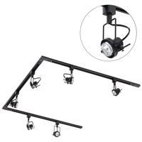 3 metre U Shape Track Light Kit with 6 Greenwich Heads and LED Bulbs - Black