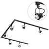 3 metre U Shape Track Light Kit with 6 Greenwich Heads and LED Bulbs - Black