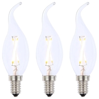 3 Pack of 2W LED SES E14 Vintage Filament Candle Bulb - Clear