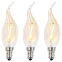 3 Pack of 2W LED SES E14 Vintage Filament Candle Bulb - Tinted