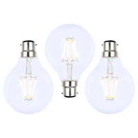 3 Pack of 4W LED BC B22 Vintage Filament Globe Bulb - Clear