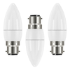3 Pack of 5.9 Watt LED B22 Bayonet Cap Candle Light Bulbs - Cool White