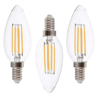 3 Pack of 6 Watt LED E14 Small Edison Screw 6000K Filament Light Bulbs - Cool White