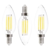 3 Pack of 6 Watt LED E14 Vintage Style Filament Candle Light Bulb - Cool White