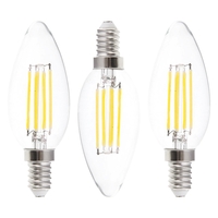 3 Pack of 6 Watt LED E14 Vintage Style Filament Candle Light Bulb - Cool White