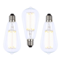 3 Pack of 6W LED ES E27 Vintage Filament Teardrop Bulb - Clear