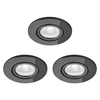 3 Pack of Adjustable LED Fire Rated IP65 Recessed Downlights - Black Chrome