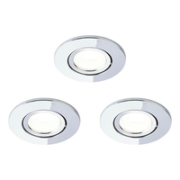 3 Pack of Adjustable LED Fire Rated IP65 Recessed Downlights - Chrome