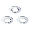 3 Pack of Adjustable LED Fire Rated IP65 Recessed Downlights - Chrome