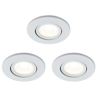 3 Pack of Adjustable LED Fire Rated IP65 Recessed Downlights - Matte White
