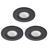 3 Pack of Adjustable LED Fire Rated IP65 Recessed Downlights - Satin Black