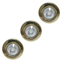 3 Pack of Circular Recessed Downlights - Polished Brass
