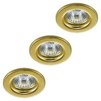 3 Pack of Circular Recessed Downlights,  Brass