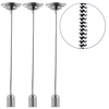 3 Pack of Decorative Twisted Braided Cable Nickel Light Fittings - Herringbone Black & White