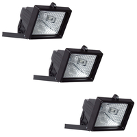 3 Pack of Outdoor 150 Watt Floodlights with Free Bulbs - Black