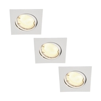 3 Pack of Square Recessed Downlighters - White