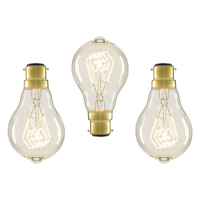 3 Pack of Vintage Filament 40 Watt B22 Bayonet Cap Light Bulb - Clear