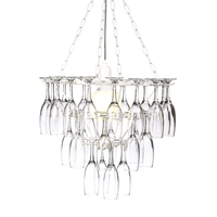 3 Tier Champagne Flute Glass Chandelier - White