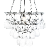 3 Tier Dining Room Wine Glass Chandelier - Silver,  1 Light