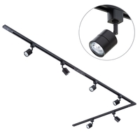 3m L Long Shape Track Light Kit with 6 Soho Heads and HAL Bulbs - Black