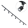 3m Straight Track Light Kit with 6 Soho Heads and LED Bulbs - Black