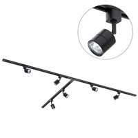 3m T Shape Track Light Kit with 6 Soho Heads and HAL Bulbs - Black