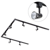 3m U Shape Track Light Kit with 6 Harlem Heads and HAL Bulbs - Black