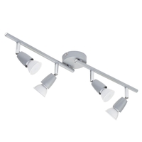 4 Light Adjustable Ceiling Spotlight Bar with LED Bulbs - Silver