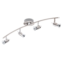 4 Light Curved Ceiling Spotlight Bar - Brushed Chrome