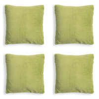 4 Pack of 45cm Square Microfleece Cushion - Green