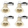 4 Pack of Fixed Fire Rated Cast Recessed GU10 Downlight - Brushed Brass