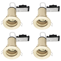 4 Pack of Fixed Fire Rated Cast Recessed GU10 Downlight - Brushed Brass