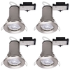 4 Pack of Fixed Fire Rated Downlighters with LED Bulbs - Brushed Chrome