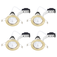 4 Pack of Fixed Recessed GU10 Downlight with LED Bulbs - Brushed Brass