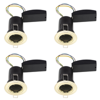 4 Pack of Fixed Recessed GU10 Fire Rated Downlight - Brushed Brass