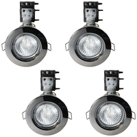 4 Pack of IP20 Fire Rated Recessed Downlighters with HAL Bulbs - Black Chrome