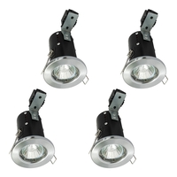4 Pack of IP20 Fire Rated Recessed Downlighters with HAL Bulbs - Satin Chrome