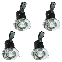 4 Pack of IP20 Fire Rated Recessed Downlighters with LED Bulbs - Chrome