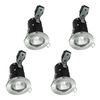 4 Pack of IP20 Fire Rated Recessed Downlighters with LED Bulbs - Satin Chrome