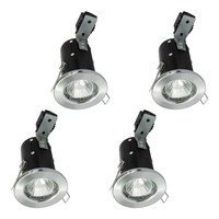 4 Pack of IP20 Fire Rated Recessed Downlighters with LED Bulbs - Satin Chrome