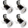 4 Pack of IP20 Fire Rated Recessed Downlighters with LED Bulbs - White