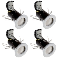 4 Pack of IP20 Fire Rated Recessed Downlighters with LED Bulbs - White
