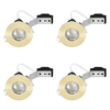 4 Pack of IP65 Rated Recessed GU10 Downlight with LED Bulbs - Brushed Brass