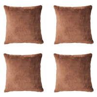 4 Pack of Microfleece Square Cushion - Chocolate