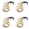 4 Pack of Tilt Fire Rated Recessed GU10 Downlight with LED Bulbs - Brushed Brass