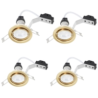 4 Pack of Tilt Recessed GU10 Downlight with LED Bulbs - Brushed Brass