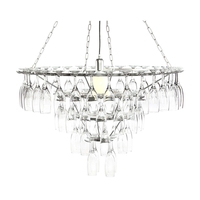 4 Tier Champagne Flute Glass Chandelier - Silver