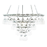 4 Tier Wine Glass Chandelier - Silver