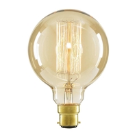 40 Watt Globe B22 Bayonet Cap Vintage Squirrel Cage Light Bulb - Gold Tinted