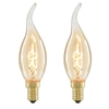 40 Watt Vintage Light Bulb - Bent Cap E14 Small Edison Screw Squirrel Cage Candle - Gold Tinted - 2 Pack
